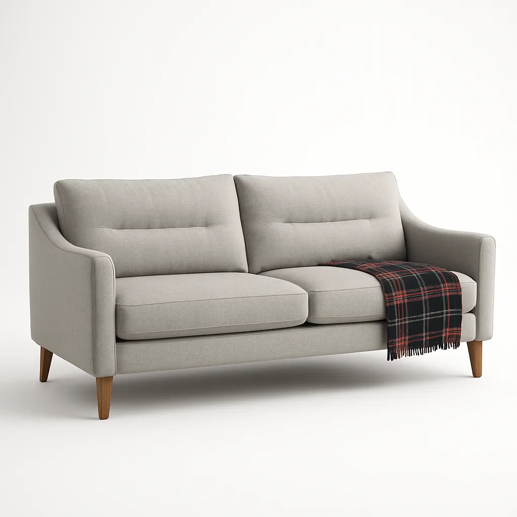 3D sofa render with tartan accent on a white silo background for furniture retailers